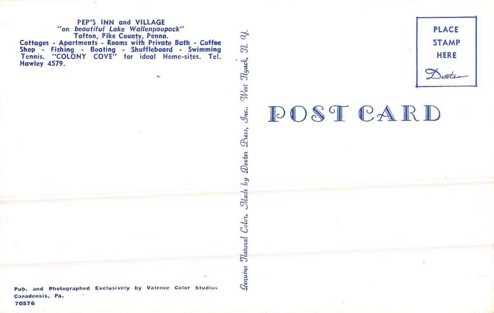 Tafton Pennsylvania Peps Inn And Village Motor Boats Vintage Postcard K72158 - Image 2