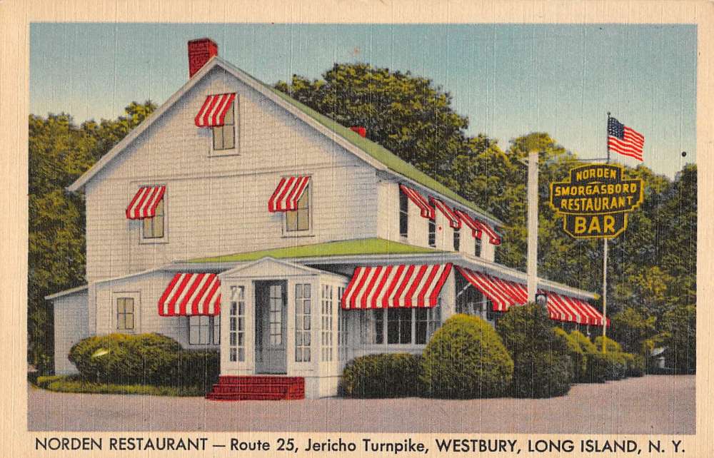 Westbury New York Norden Restaurant Street View Antique Postcard K72305