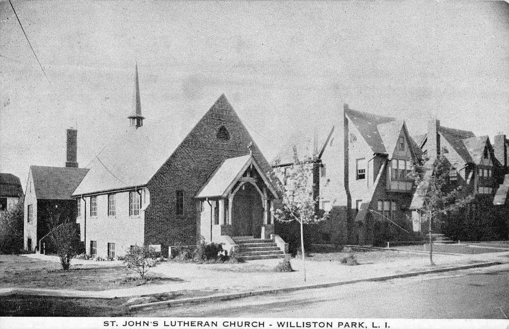 Williston Park New York St Johns Lutheran Church Antique Postcard K72371 Mary L. Martin Ltd