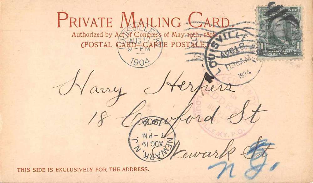 Louisville Kentucky court house by Detroit private mailing antique pc Z39698 - Image 2