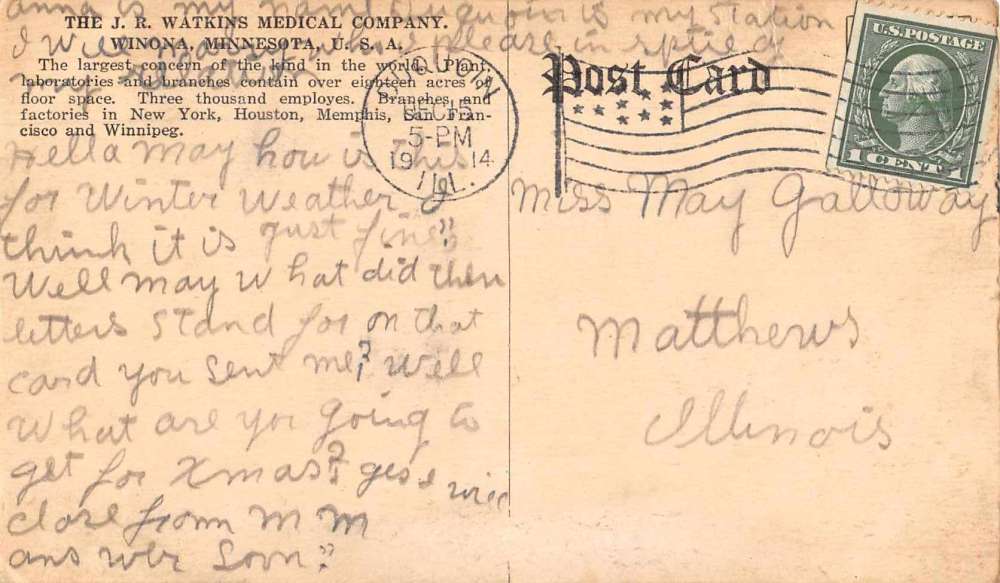 Winona Minnesota aerial view J.R. Watkins Medical Co antique pc Z39746 - Image 2