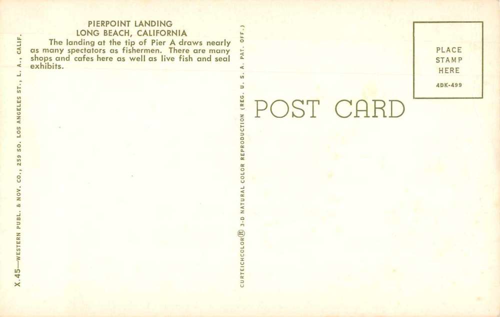 Long Beach California panoramic air view Pierpoint Landing vintage pc Z39807 - Image 2