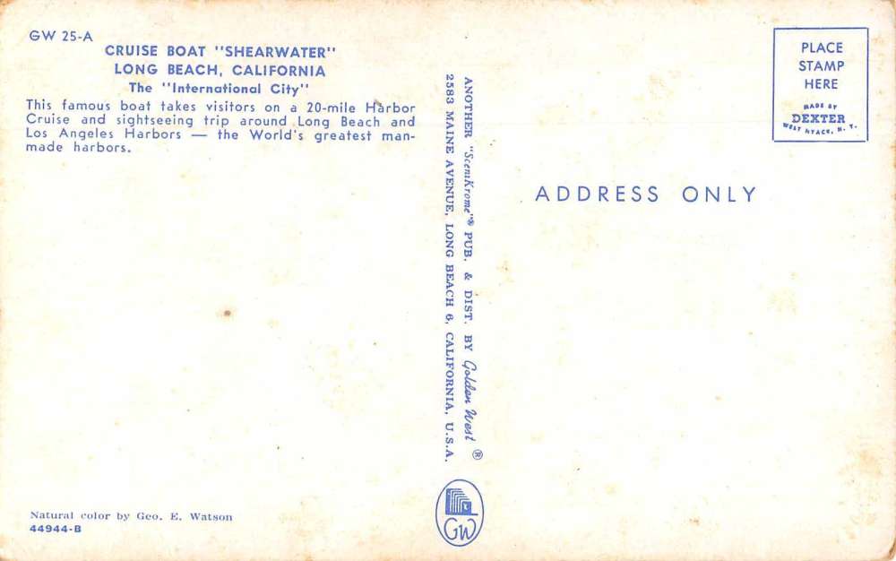 Long Beach California passenger cruise boat Shearwater vintage pc Z39809 - Image 2
