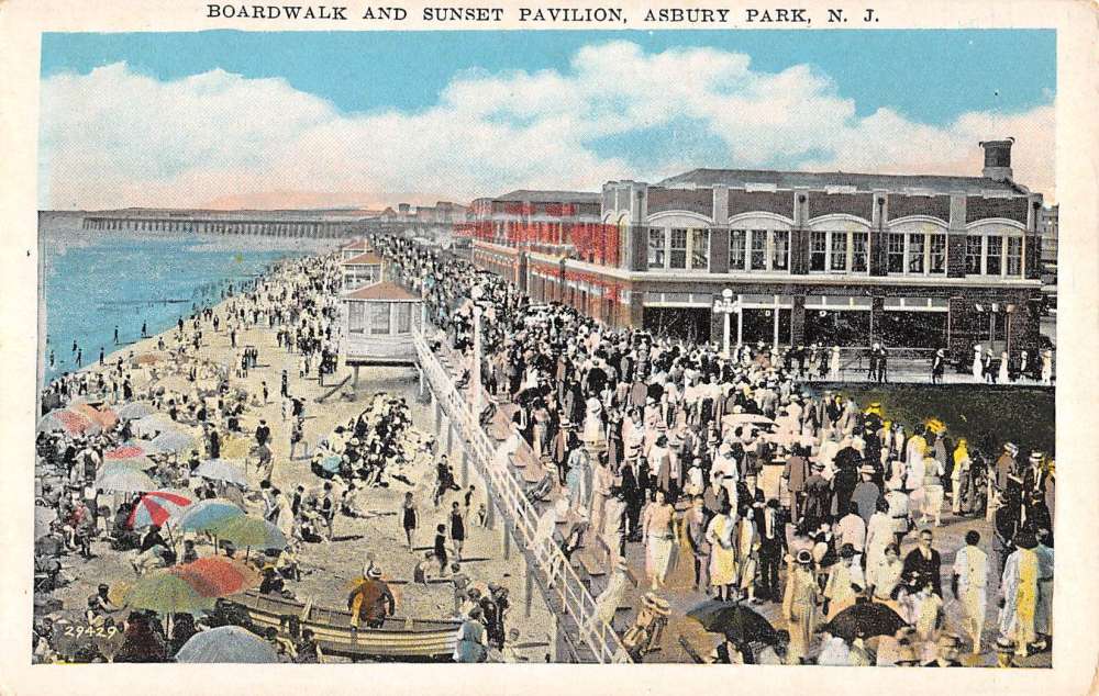 Asbury Park New Jersey Sunset Pavilion Boardwalk Antique Postcard ...