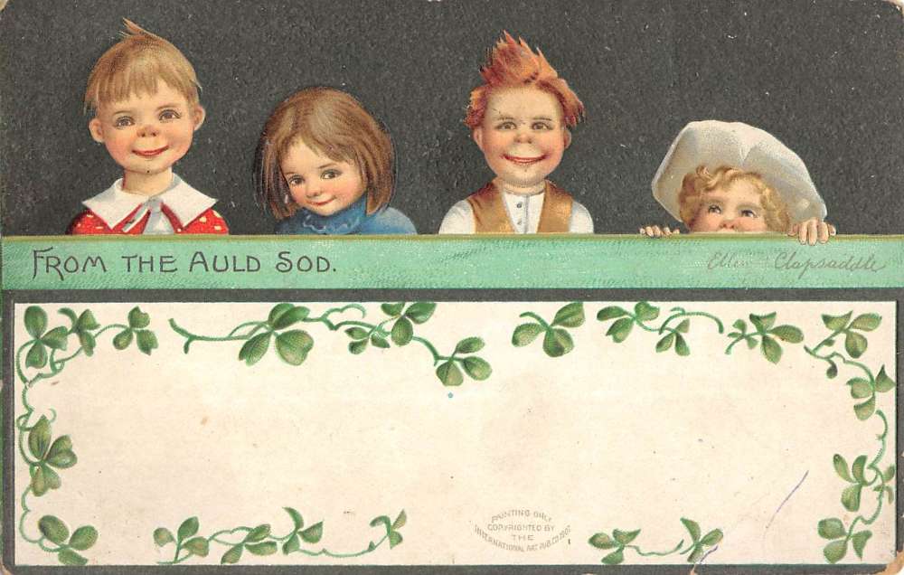 St Patricks Day Children Auld Sod Clapsaddle Antique Postcard K72489