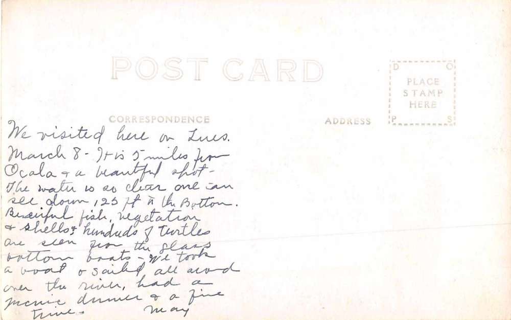 Silver Springs Florida Scenic Waterfront Real Photo Antique Postcard K72715 - Image 2