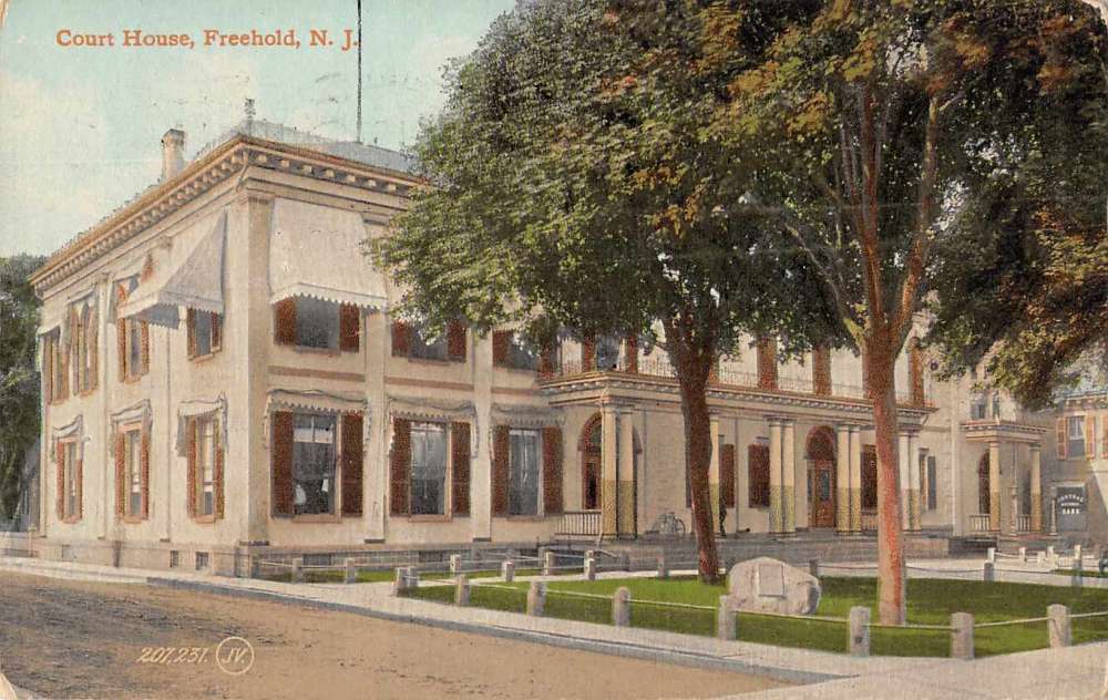 Freehold New Jersey Court House Street View Antique Postcard K72744