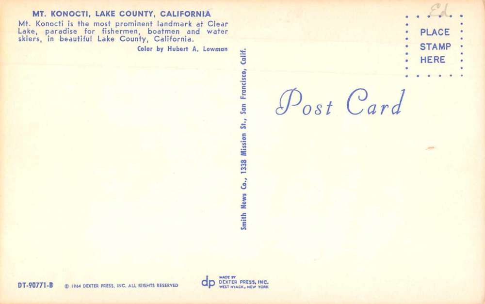 Mt Konocti California Lake County Scenic View Vintage Postcard J70612 - Image 2