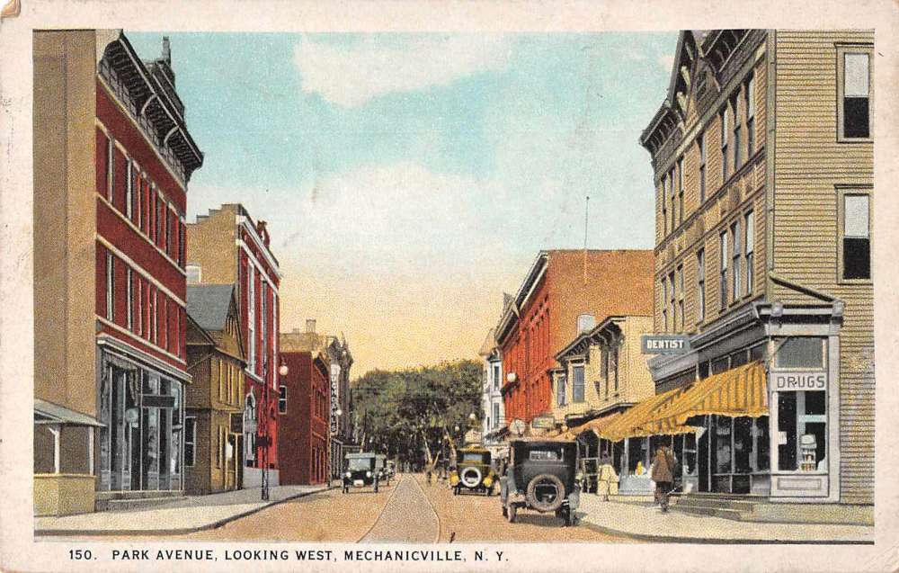 Mechanicville New York Park Avenue Looking West Antique Postcard J70985
