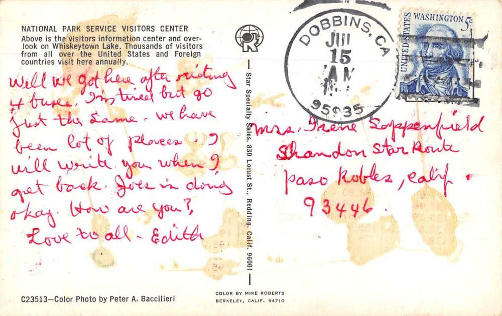 Whiskeytown Lake California National Park Visitors Center Postcard J71330 - Image 2