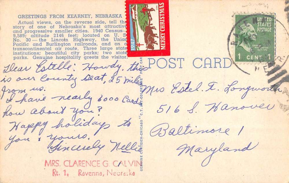 Kearney Nebraska Large Letter Linen Antique Postcard K76598 - Image 2