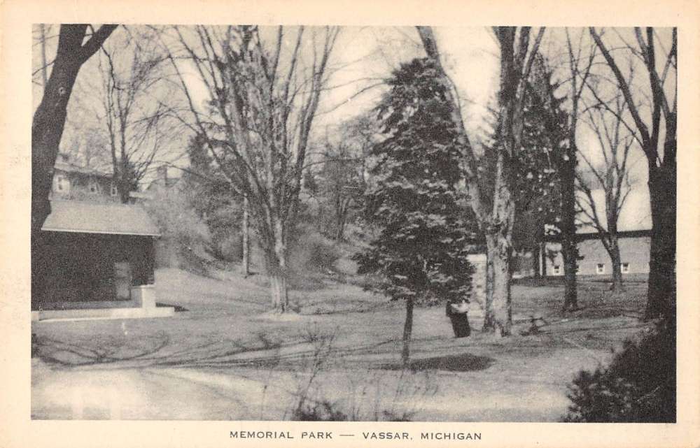 Vassar Michigan birds eye view Memorial Park antique pc Z40232 Mary L