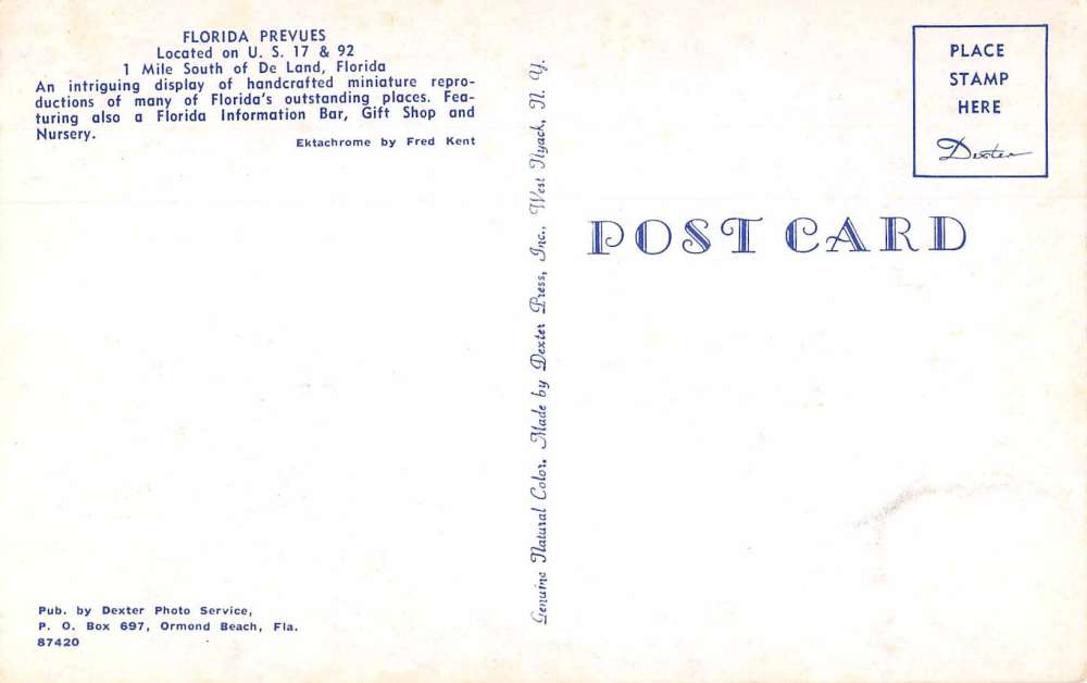 De Land Florida outside view Florida Prevues miniatures vintage pc Z40332 - Image 2