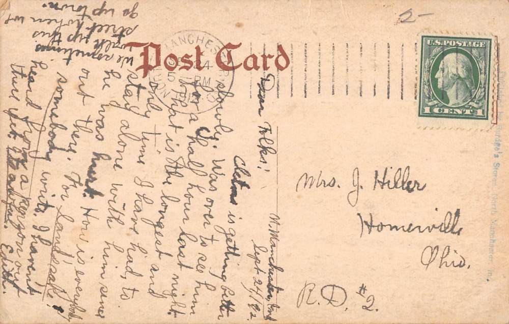 Manchester Indiana Mill Street Scene Antique Postcard K77023 - Image 2