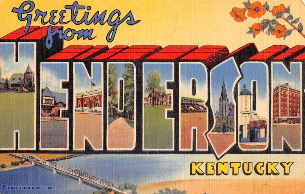 Henderson Kentucky Large Letter Linen Antique Postcard K77337 Mary L