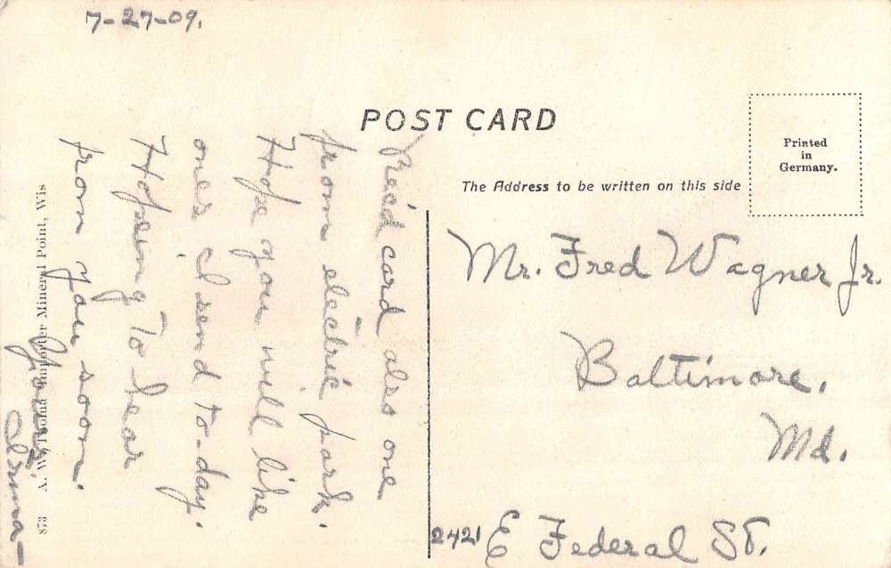 Mineral Point Wisconsin Pecatonica Waterfront Antique Postcard K77224 - Image 2