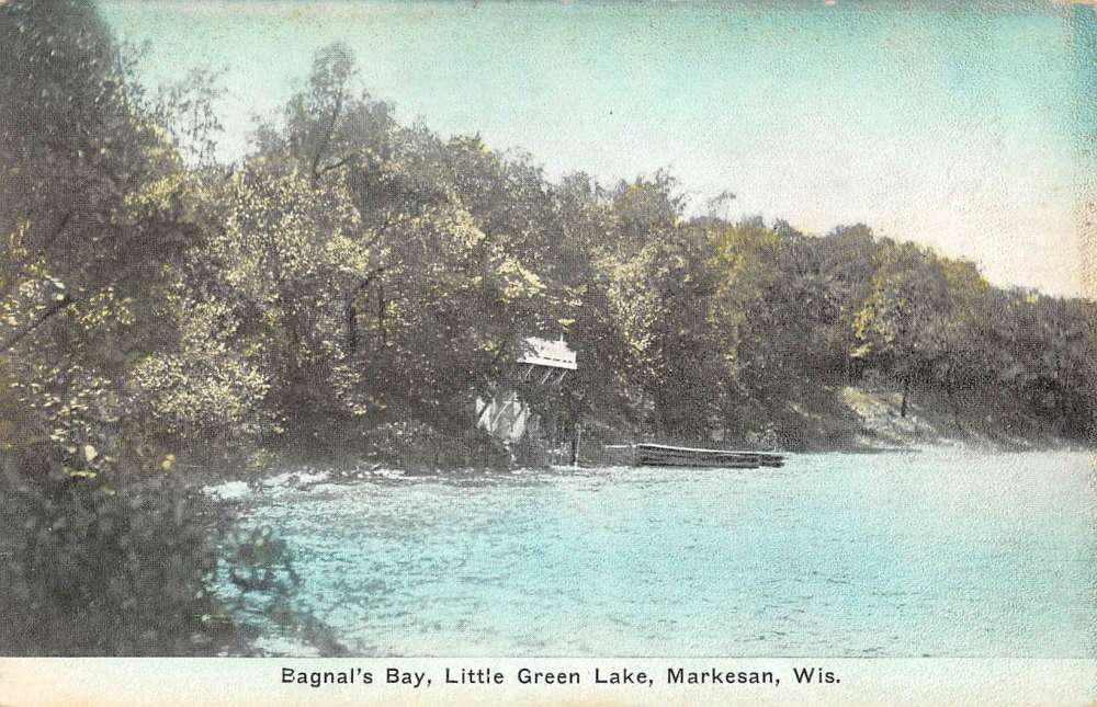 Markesan Wisconsin Little Green lake Bagnals Bay Antique Postcard