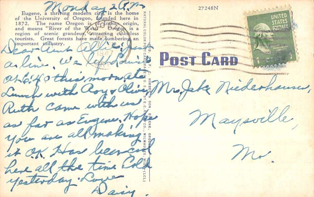 Eugene Oregon Willamette Street Scene Historic Bldgs Antique Postcard K77414 - Image 2