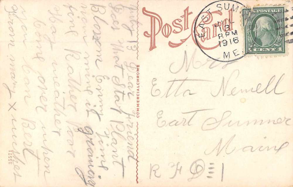 Sumner Maine scenic birds eye view bridge over pond antique pc Z40862 - Image 2