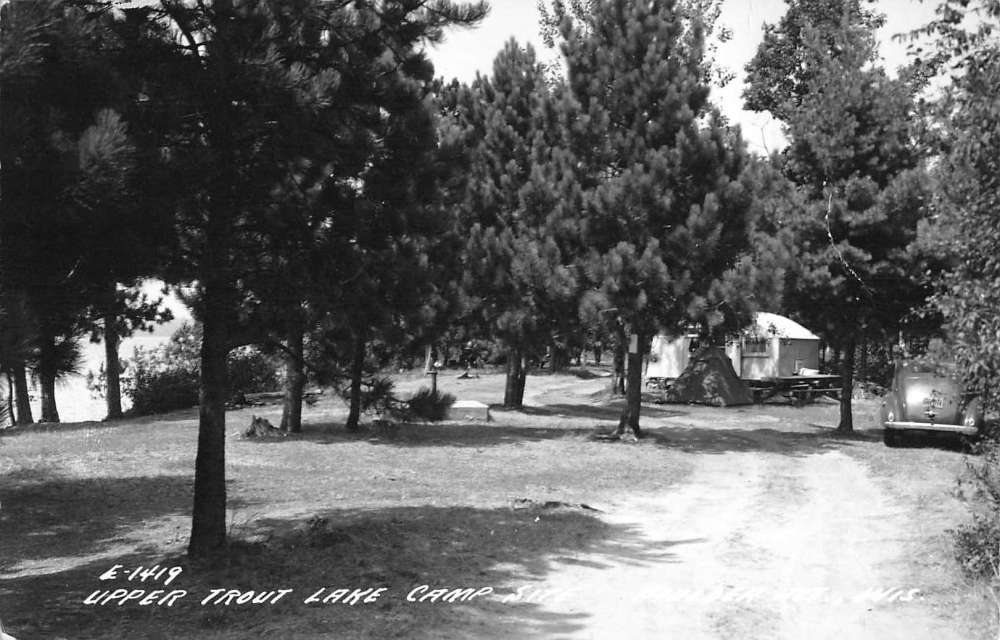 Boulder Junction Wisconsin Upper Trout Lake Real Photo Antique Postcard