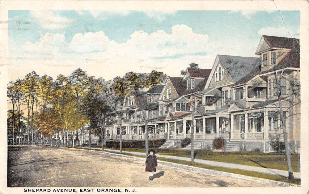 East Orange New Jersey Shepard Avenue Street Scene Antique Postcard