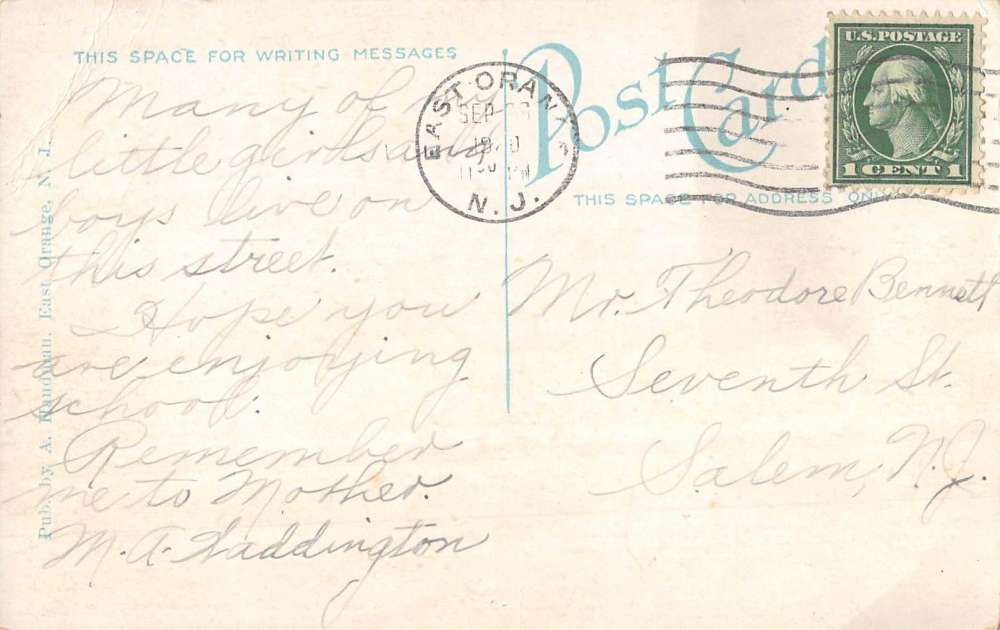 East Orange New Jersey Shepard Avenue Street Scene Antique Postcard K77822 - Image 2