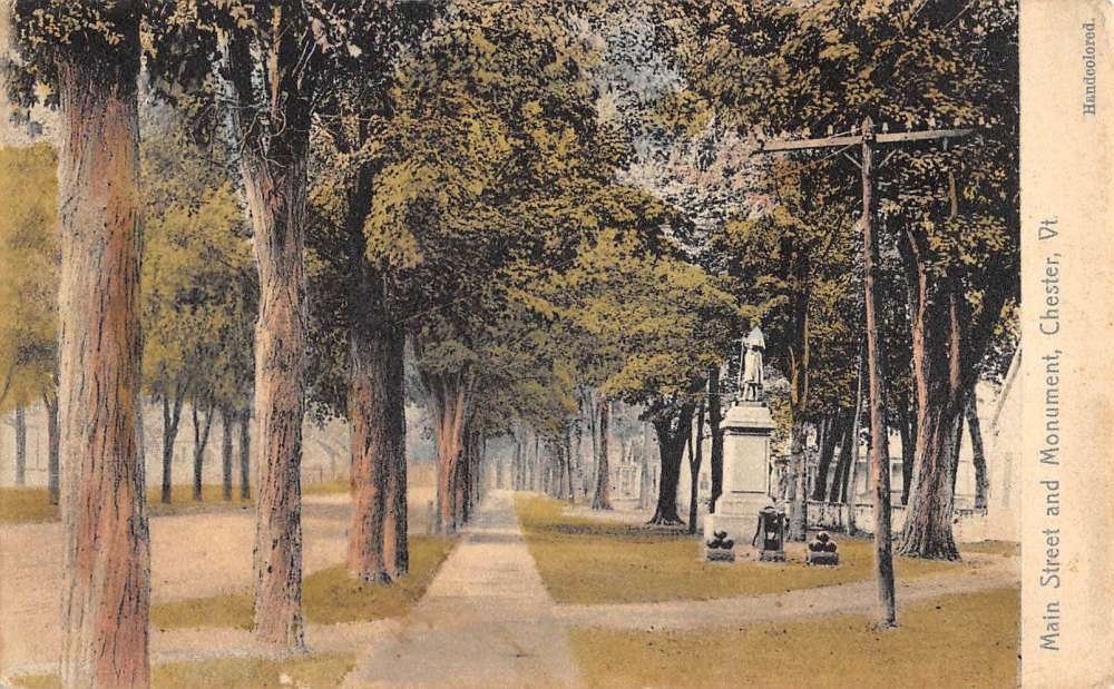 Chester Vermont Main Street Scene Monument Antique Postcard K78063 Mary L. Martin Ltd. Postcards