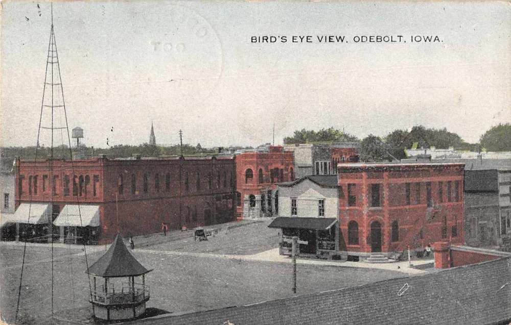 Odebolt Iowa birds eye view horse buggy businesses antique pc Z41354