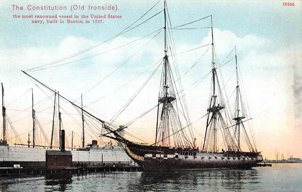 Constitution Old Ironside Sail Boat Navy Vessel Antique Postcard K79397 Mary L. Martin Ltd