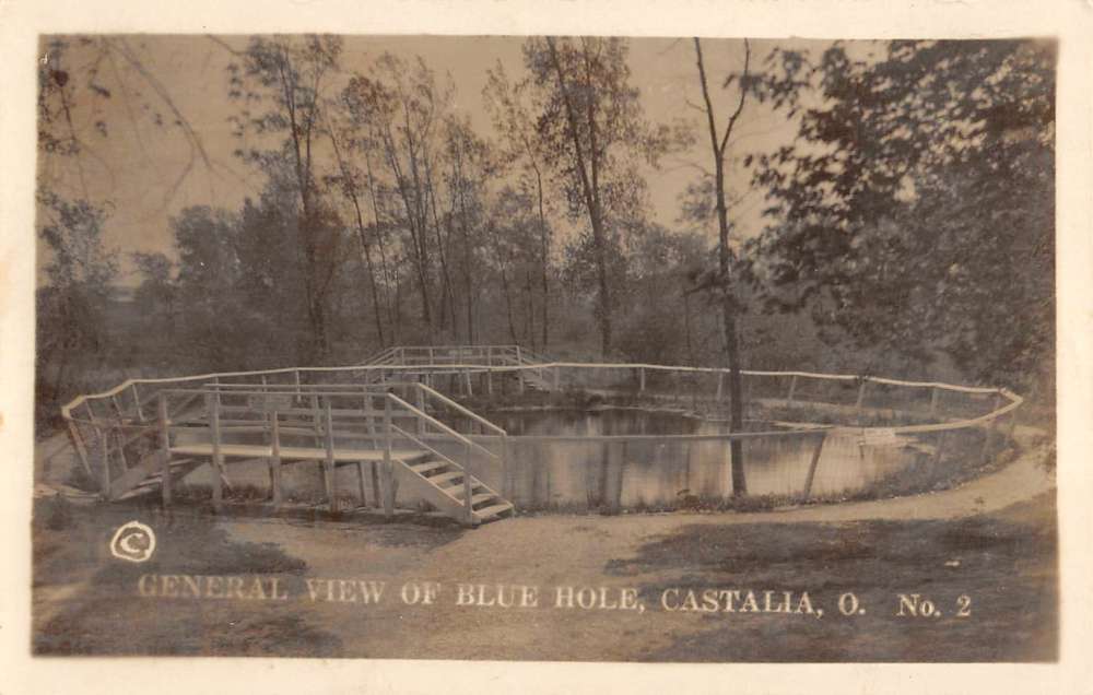 Castalia Ohio Blue Hole Real Photo Antique Postcard K79778 Mary L