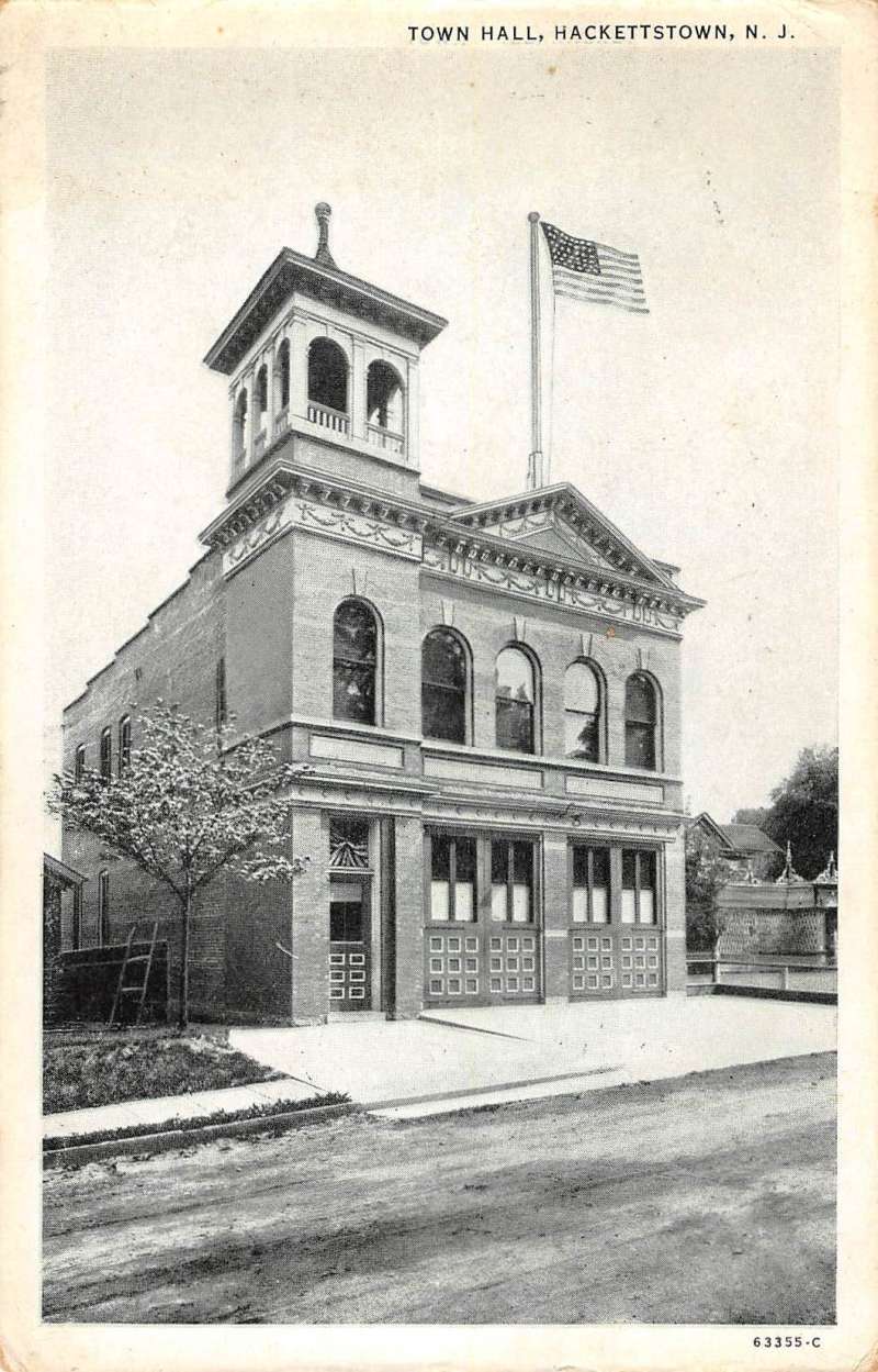 Hackettstown New Jersey Tow Hall Street View Antique Postcard K79882