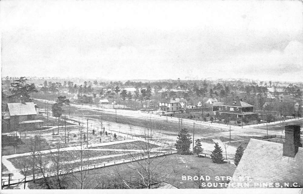 Southern Pines North Carolina Broad Street Scene Antique Postcard