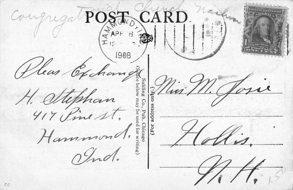 Hammond Indiana ME Church Street View Antique Postcard K80384 - Image 2