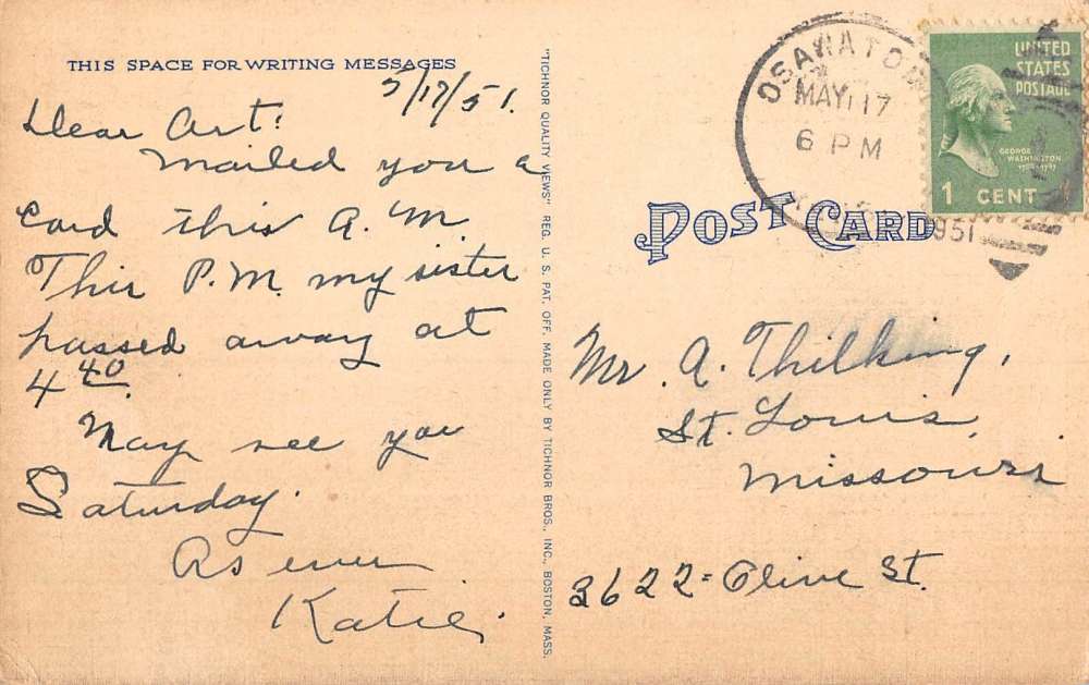 Osawatomie Kansas City lake Golf Course Waterfront Antique Postcard