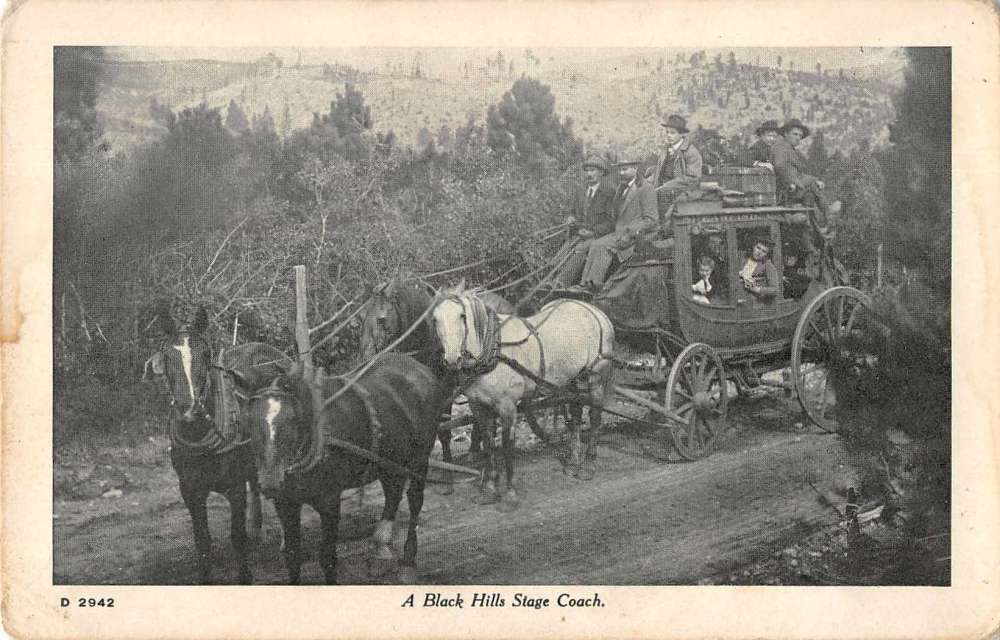 Black Hills South Dakota Stage Coach Scenic View Antique Postcard J72912