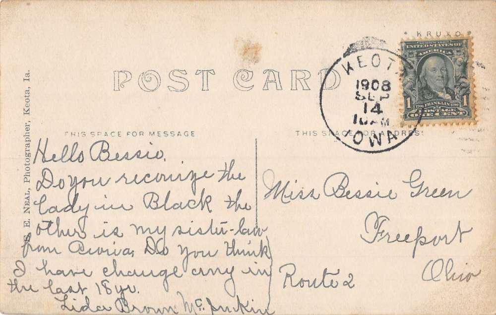 Keota Iowa Two Women Portrait Real Photo Antique Postcard K81330 - Image 2