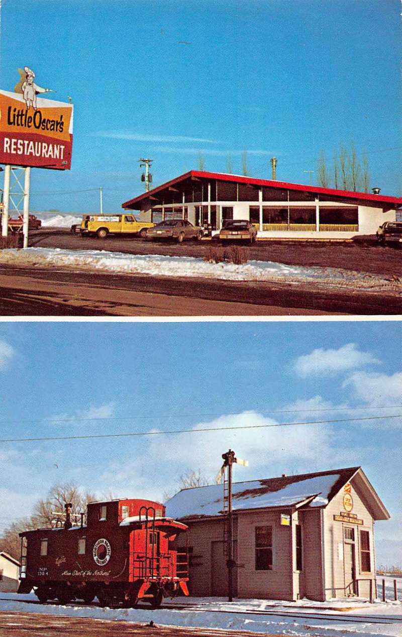 Hampton Minnesota exterior views Little Oscar's Restaurant vintage pc