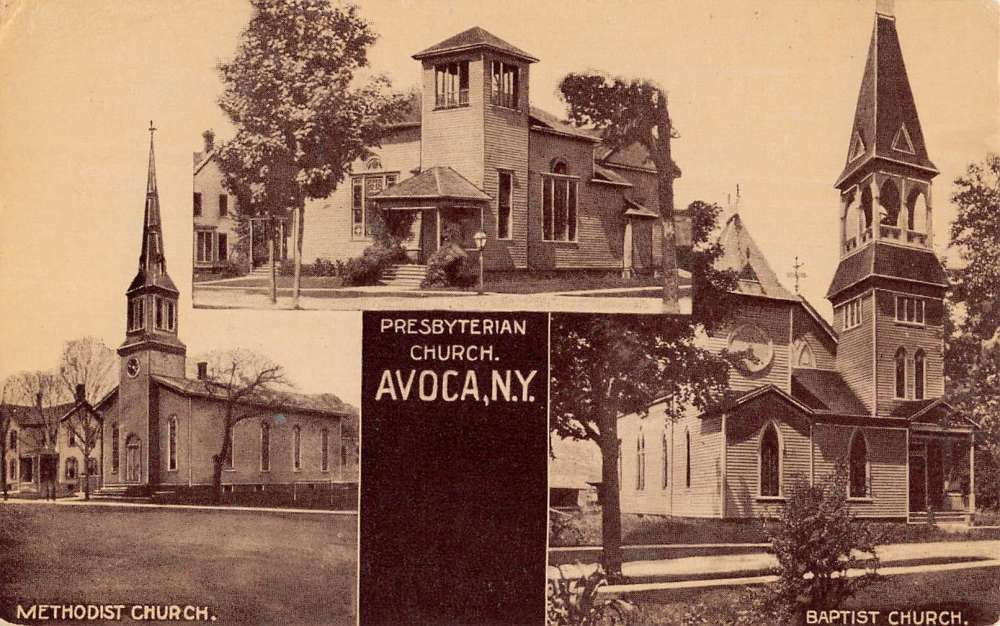 Avoca New York Presbyterian Church Multiview Antique Postcard K81470