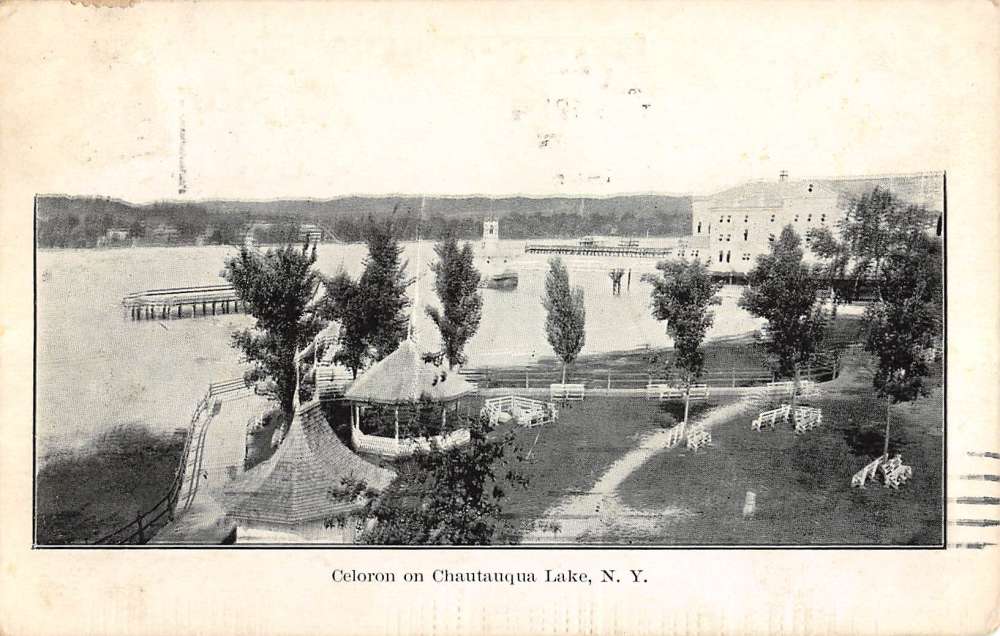 Chautauqua Lake New York Celoron Birdseye View Antique Postcard K81516