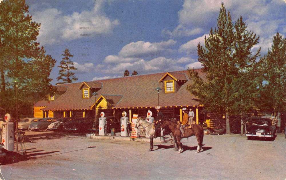 Moran Wyoming horses gas station Flagg Ranch near Yellowstone vintage