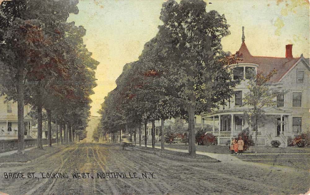 Northville New York Bridge Street Scene Historic Bldgs Antique Postcard K81989 Mary L. Martin