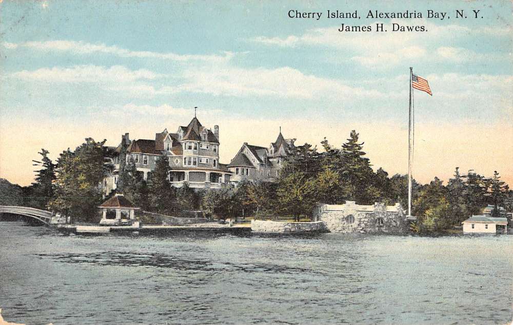 Alexandria Bay New York Cherry Island Dawes Residence Antique Postcard