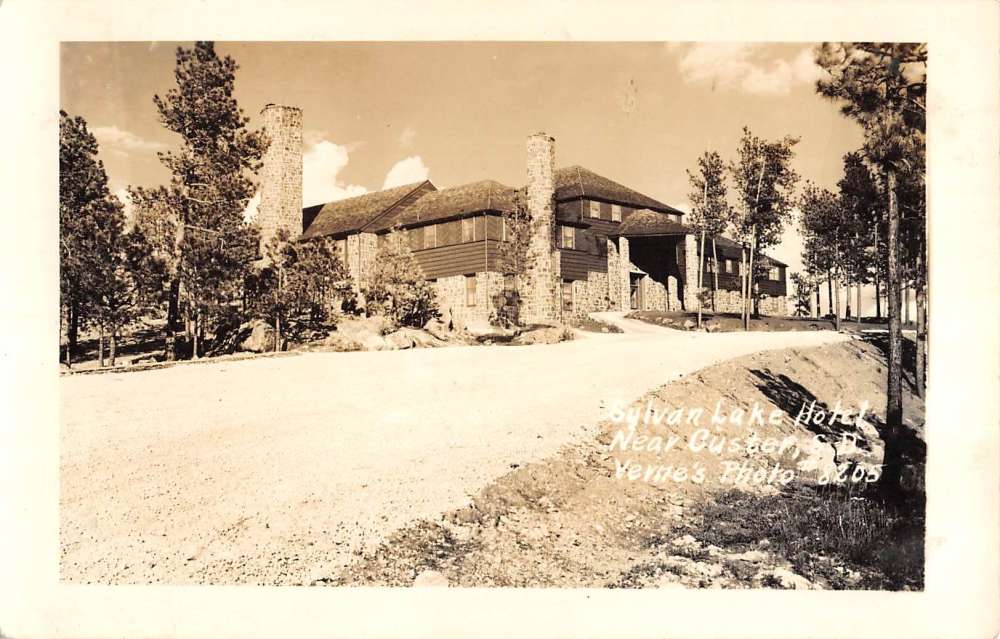 Custer South Dakota Sylvan Lake Hotel Real Photo Antique Postcard