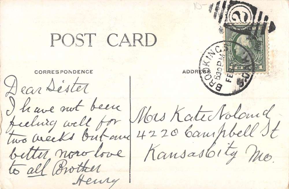 Brookings South Dakota Catholic Church Street View Antique Postcard K82160 - Image 2