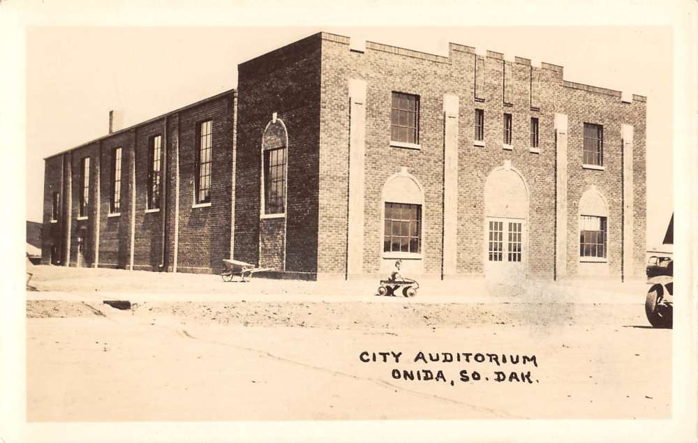 Onida South Dakota City Audiotorium Real Photo Antique Postcard K82195