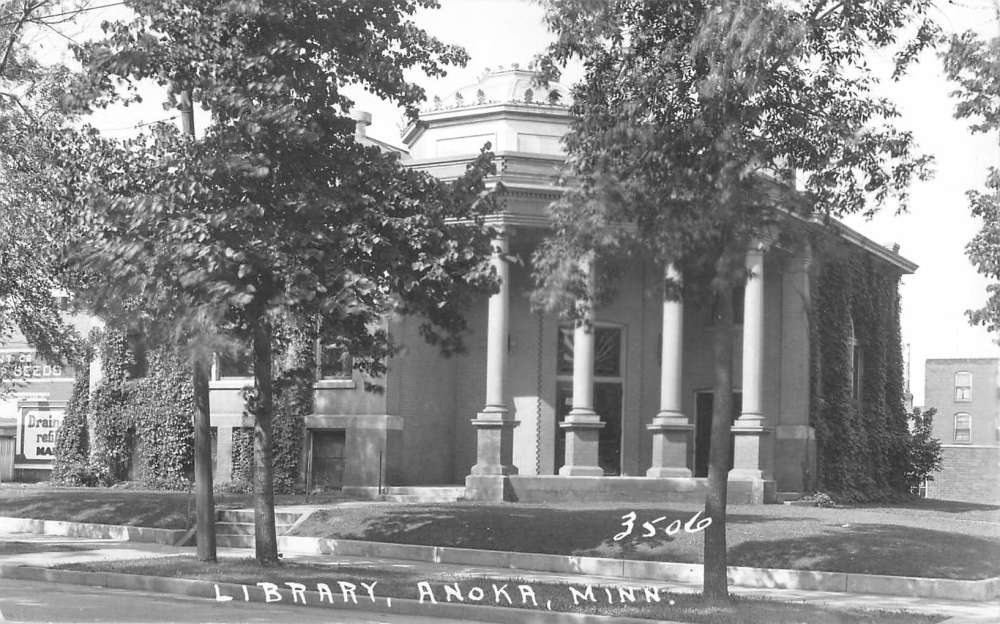 Anoka Minnesota Library Real Photo Antique Postcard K82230 Mary L