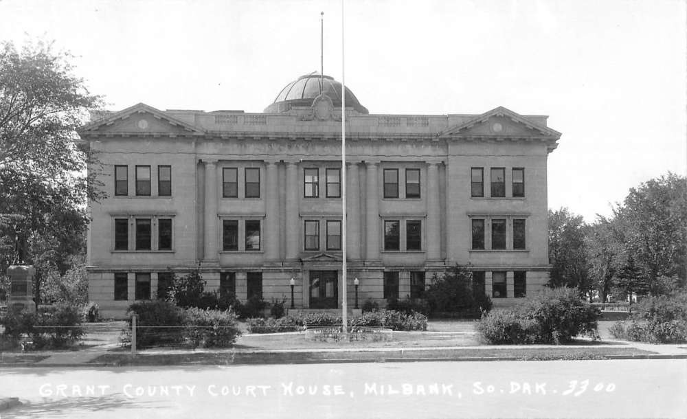 Milbank South Dakota Grant Court House Real Photo Antique Postcard