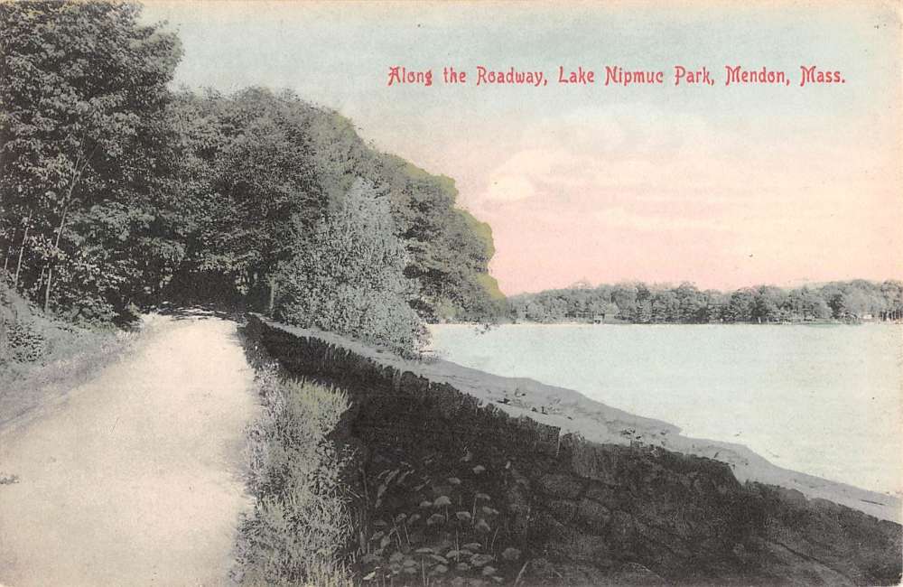 Mendon Massachusetts Lake Nipmuc Park Street View Antique Postcard