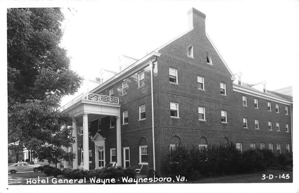 Waynesboro Virginia Hotel General Wayne Real Photo Antique Postcard