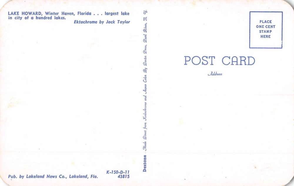 Winter Haven Florida Lake Howard Waterfront Vintage Postcard K82643 - Image 2